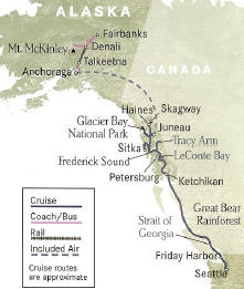 Gold Rush Inside Passage + Cruise 15 Days, 14 Nights Seattle to Fairbanks or Reverse